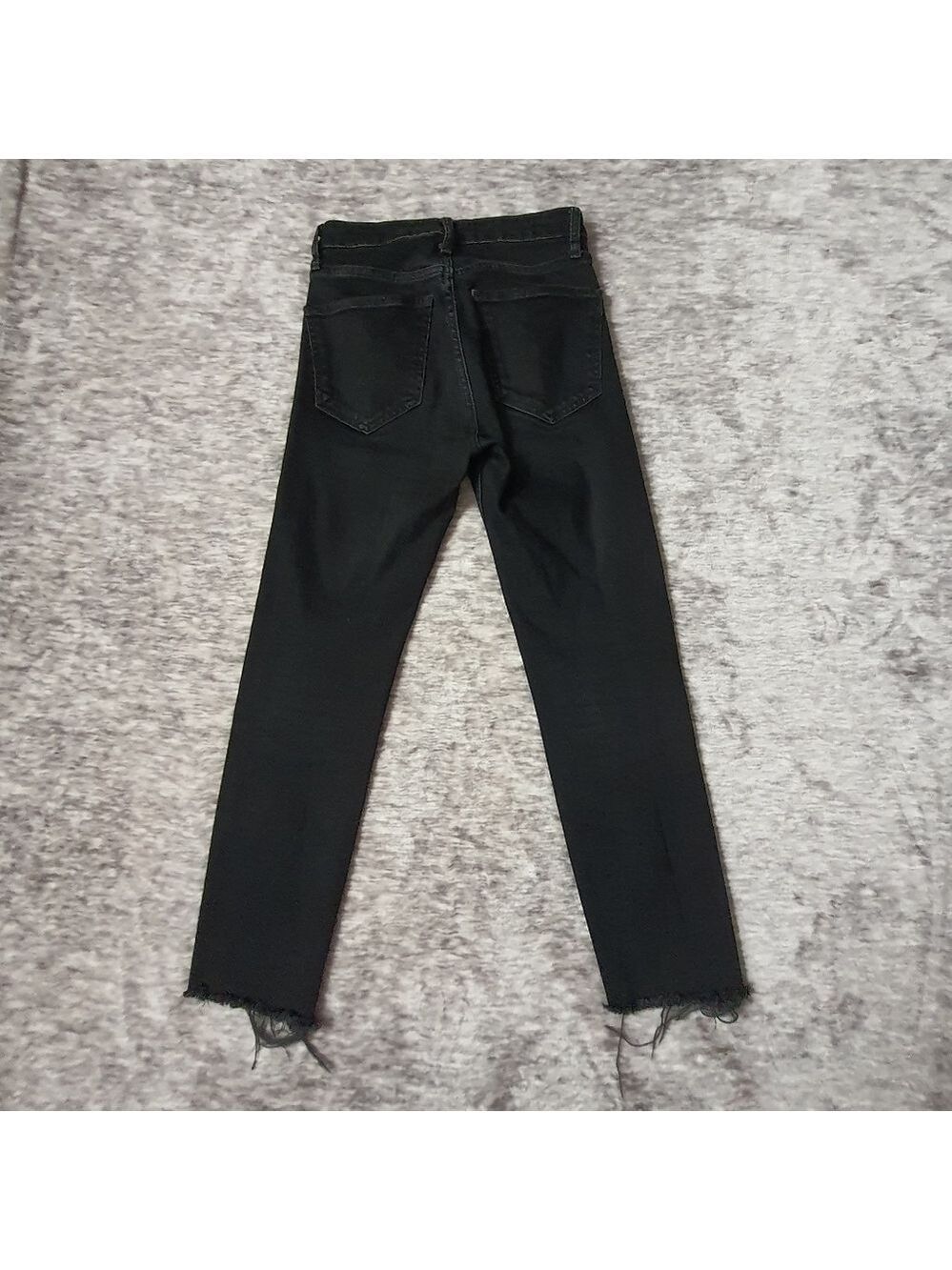 Zara Black High Waisted Straight Skinny Jeans Size 2 Raw Hem - Picture 8 of 12